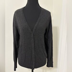 Made by Johnny Charcoal Gray Cardigan button front Sweater Size XL